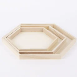 Creativ Company Deko Tabletts sechseckig 3er Set verschieden groß 31x31cm