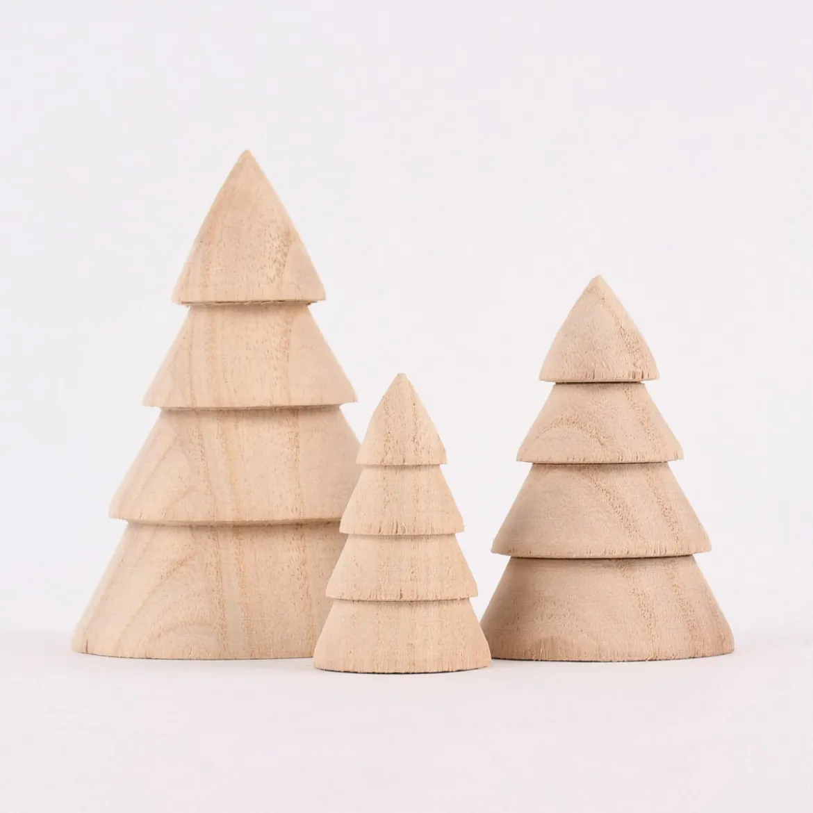 Creativ Company Deko Weihnachtsbäume aus Holz 3 Stück verschieden groß