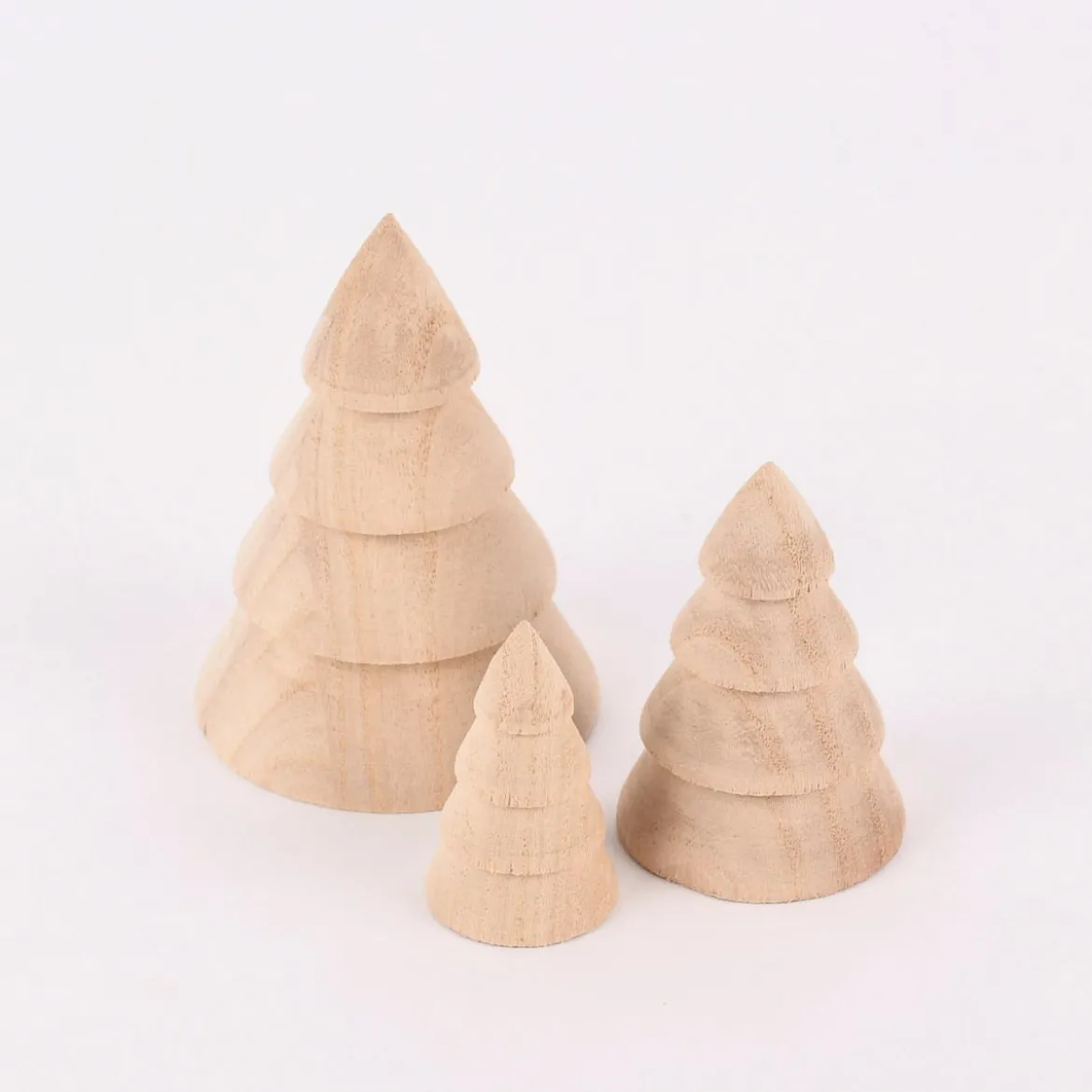 Creativ Company Deko Weihnachtsbäume aus Holz 3 Stück verschieden groß