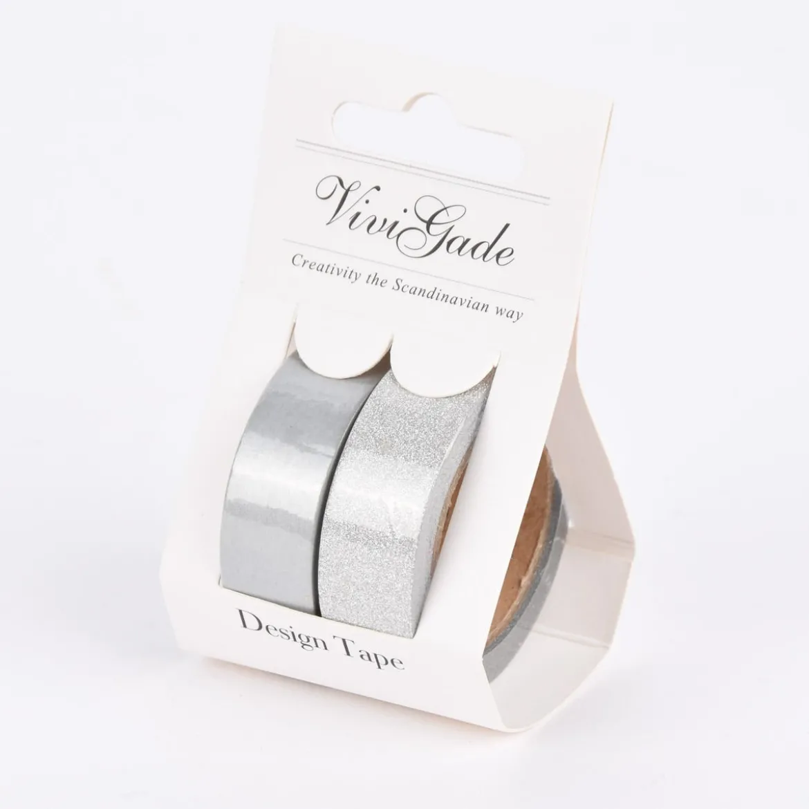 Creativ Company Design Tape 2 Rollen einfarbig silberfarbig glitzernd 15mm Breite