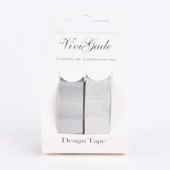 Creativ Company Design Tape 2 Rollen einfarbig silberfarbig glitzernd 15mm Breite