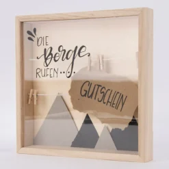 Creativ Company 3D Rahmen quadratisch mit Leine und Klammern blanko Holz 23x23cm