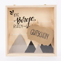 Creativ Company 3D Rahmen quadratisch mit Leine und Klammern blanko Holz 23x23cm