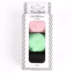 Creativ Company Geschenkband 3er Set matt schwarz lindgrün rosa 0,1x100cm