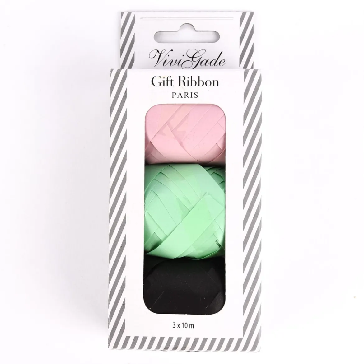 Creativ Company Geschenkband 3er Set matt schwarz lindgrün rosa 0,1x100cm