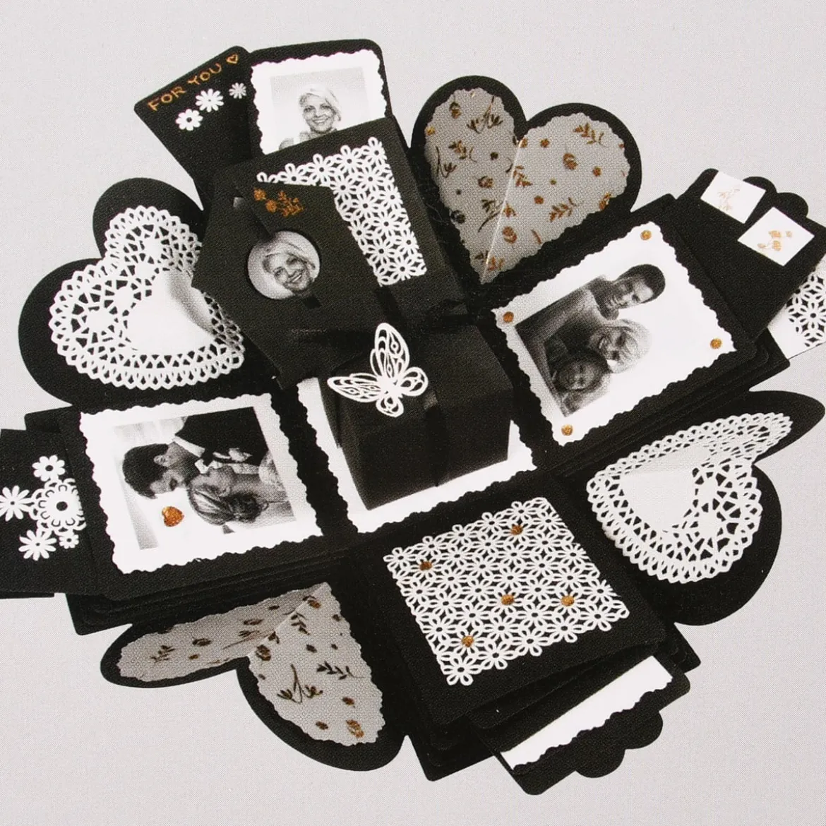 Creativ Company Geschenkbox Explosionsbox schwarz 12x12x12cm