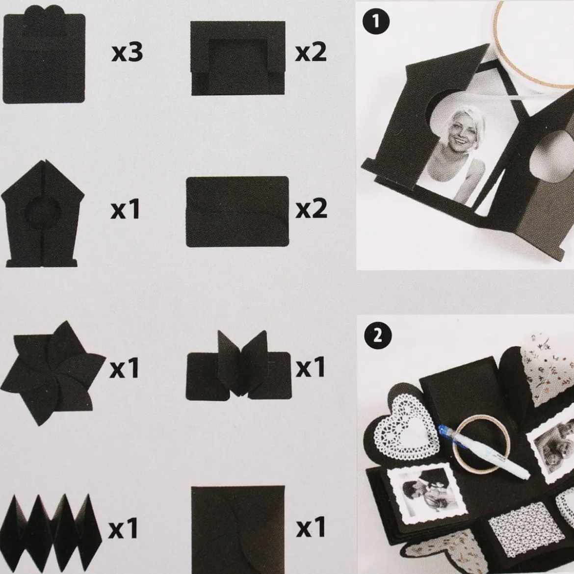 Creativ Company Geschenkbox Explosionsbox schwarz 12x12x12cm