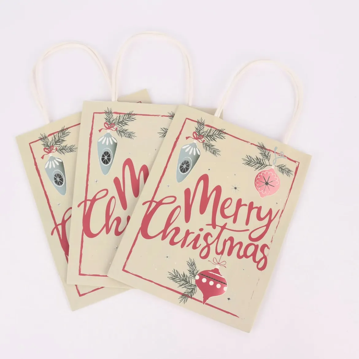 Creativ Company Geschenktüten 3 Stück Merry Christmas Papier 18x23x9cm