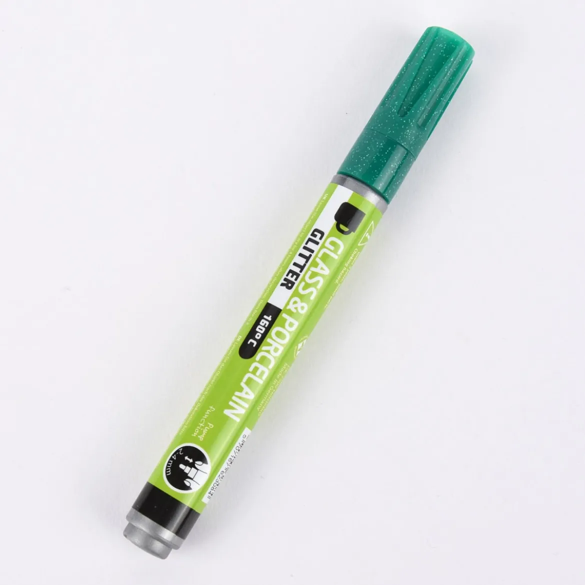Creativ Company Glas- und Porzellanmalstift Strichstärke 2-4mm dunkelgrün Glitter halbdeckend