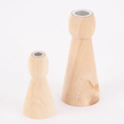 Creativ Company Kerzenhalter für Stabkerzen Kegel Kiefernholz natur 6x14,5cm