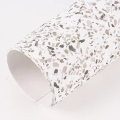 Creativ Company Lederpapier Bogen Terrazzo Muster weiß grau silberfarbig 49,5x100cm