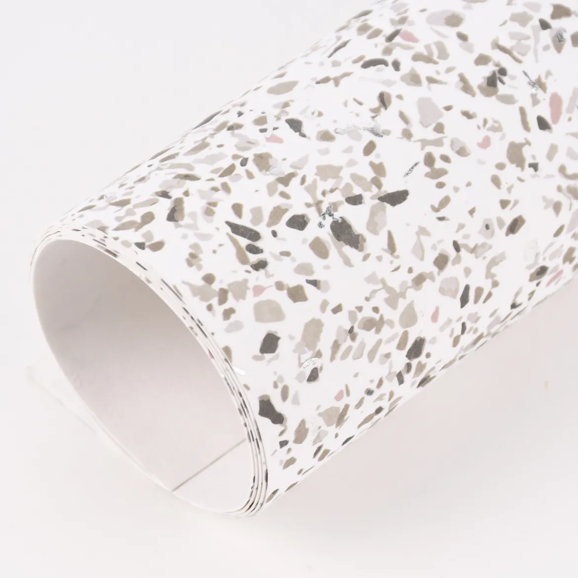 Creativ Company Lederpapier Bogen Terrazzo Muster weiß grau silberfarbig 49,5x100cm