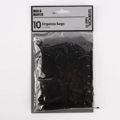 Creativ Company Organzabeutel mit Zugband 10er Pack schwarz 6x10cm