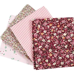 Creativ Company Patchwork-Stoff-Set Stoffabschnitt verschiedene Muster rosa rot 45x55cm