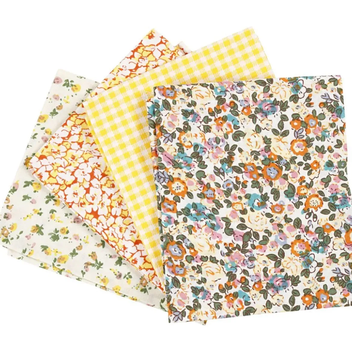Creativ Company Patchwork-Stoff-Set Stoffabschnitt verschiedene Muster gelb weiß 45x55cm