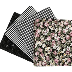 Creativ Company Patchwork-Stoff-Set Stoffabschnitt verschiedene Muster schwarz weiß 45x55cm