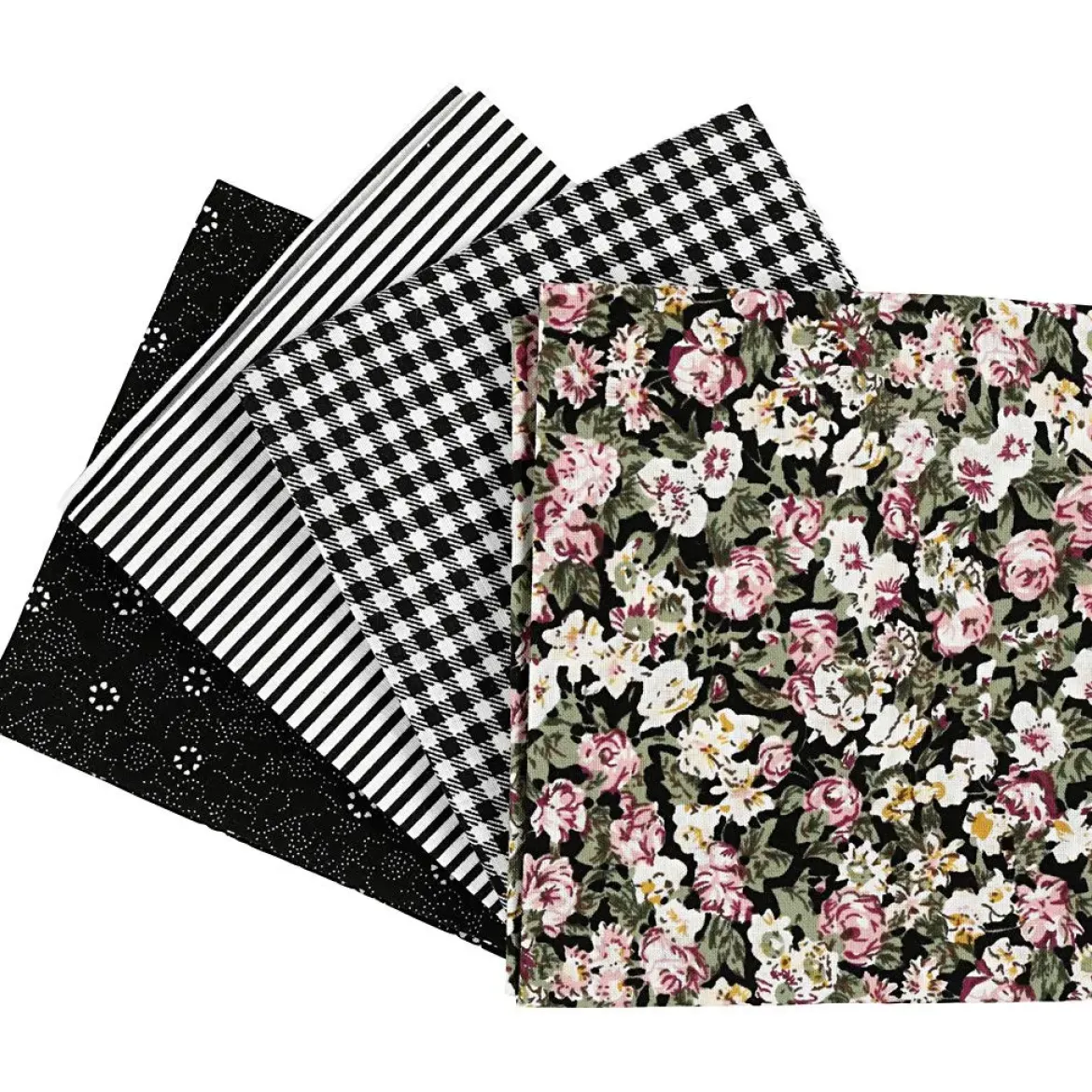 Creativ Company Patchwork-Stoff-Set Stoffabschnitt verschiedene Muster schwarz weiß 45x55cm