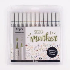 Creativ Company Sketch Marker Strichstärke 1 u. 2-5mm 12 Farben Erdtöne