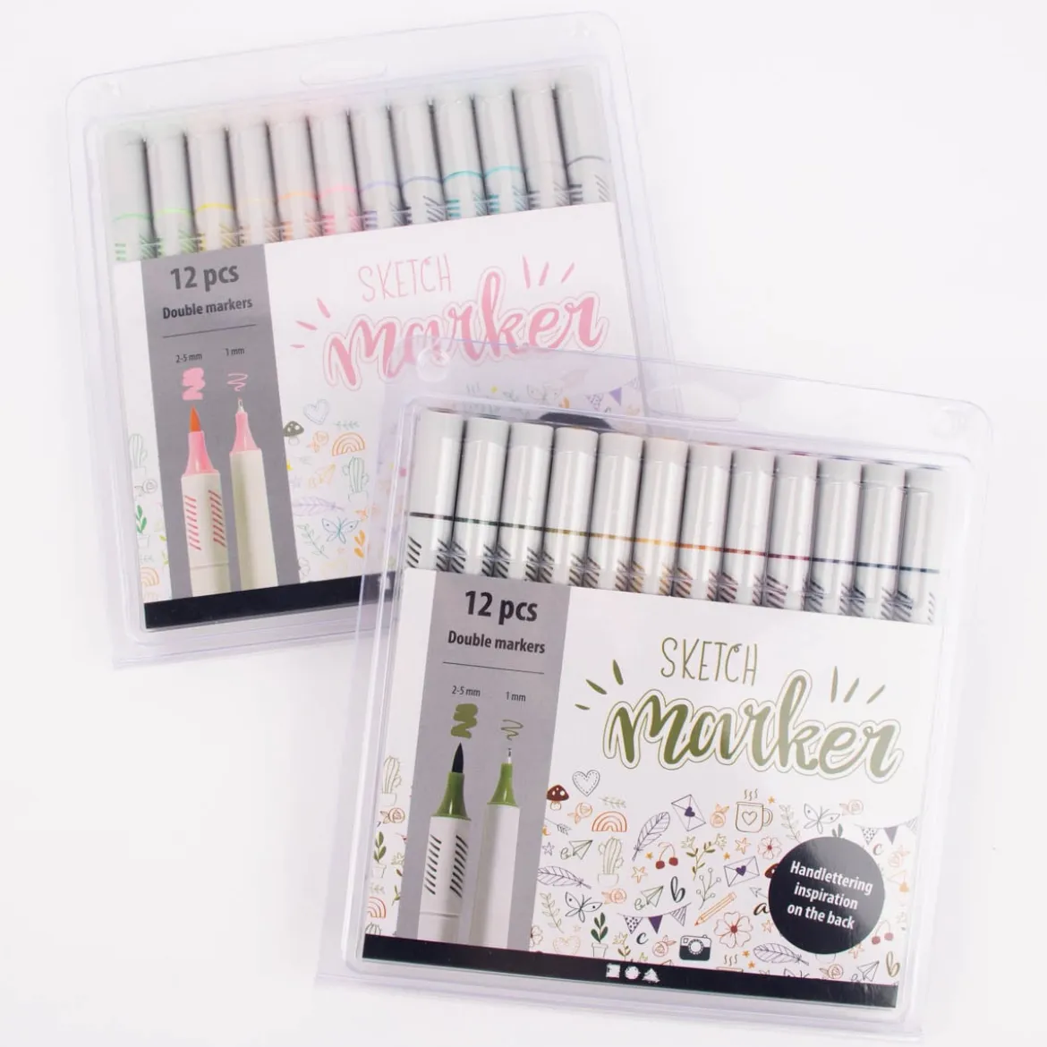 Creativ Company Sketch Marker Strichstärke 1 u. 2-5mm 12 Farben Pastell
