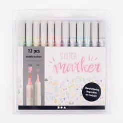 Creativ Company Sketch Marker Strichstärke 1 u. 2-5mm 12 Farben Pastell