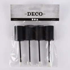 Creativ Company Stabkerzenhalter 4er Set rund zum Einpieksen Metall schwarz 9,5cm