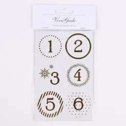 Creativ Company Sticker Zahlen 24 Stück Rund weiß goldfarbig verschiedene Designs