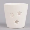 Creativ Company Teelichthalter mit ausgestanzten Sternen Terrakotta weiß 7x6,5cm