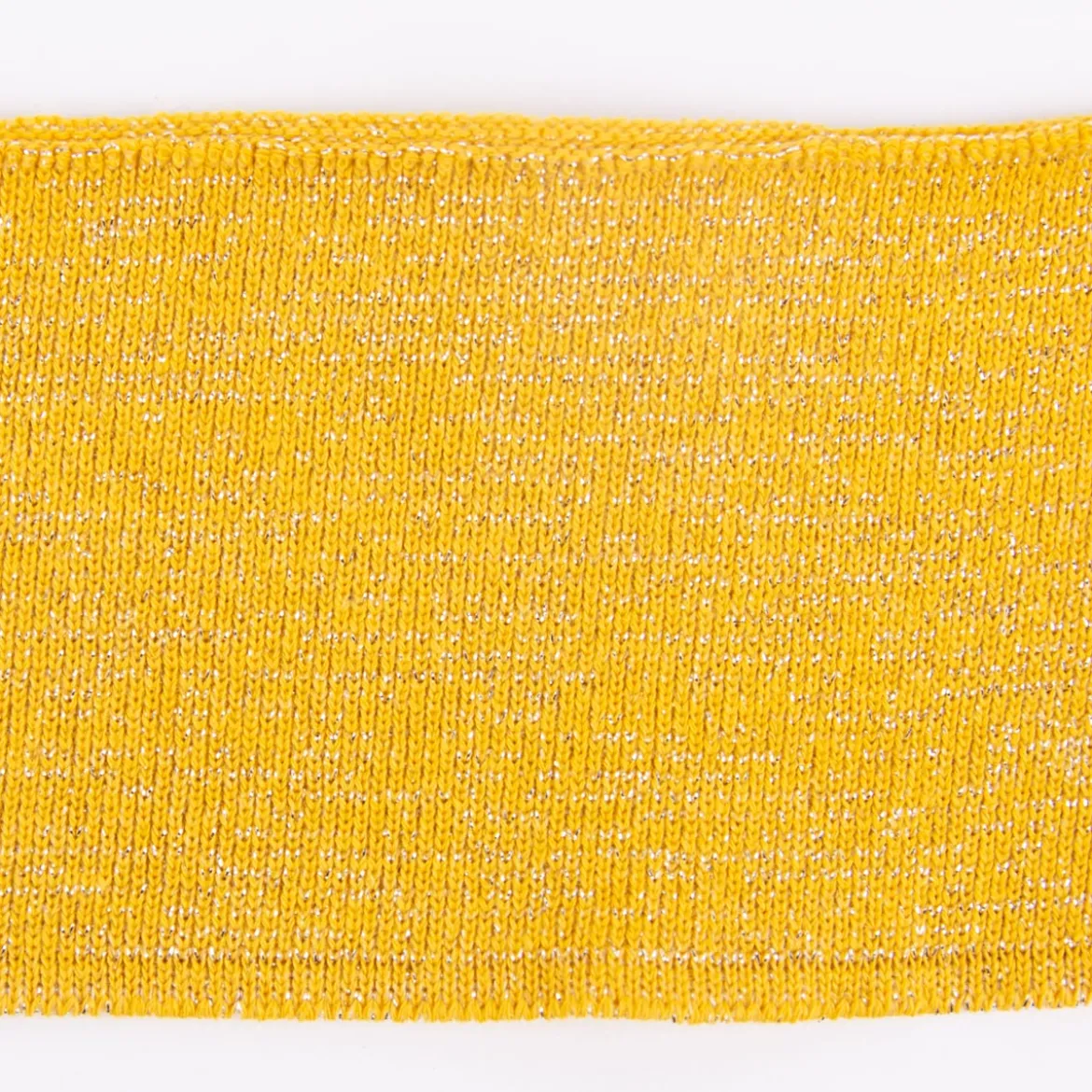 Cuff Bündchen Fertigbündchen Glitzer ocker gelb silberfarbig 7x110cm
