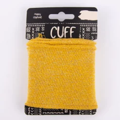 Cuff Bündchen Fertigbündchen Glitzer ocker gelb silberfarbig 7x110cm
