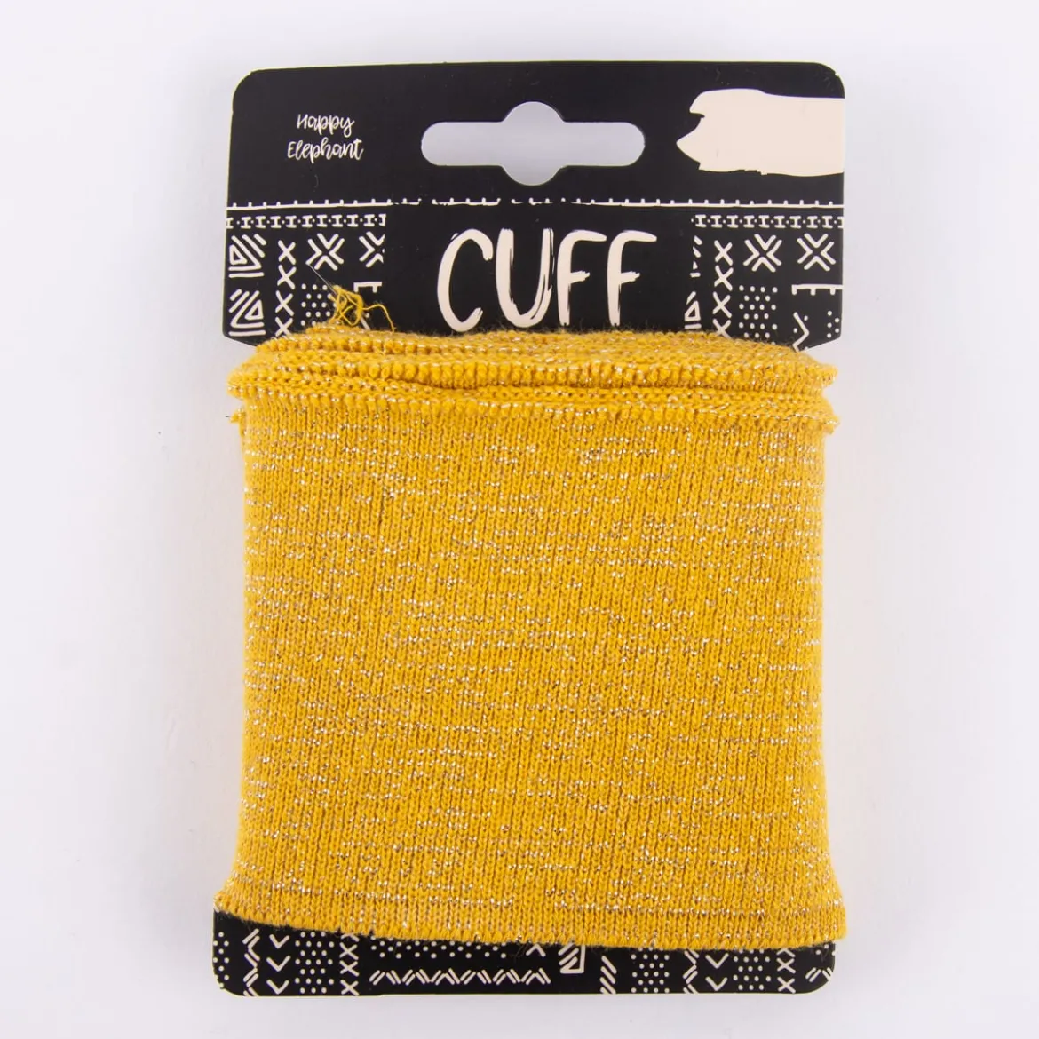 Cuff Bündchen Fertigbündchen Glitzer ocker gelb silberfarbig 7x110cm