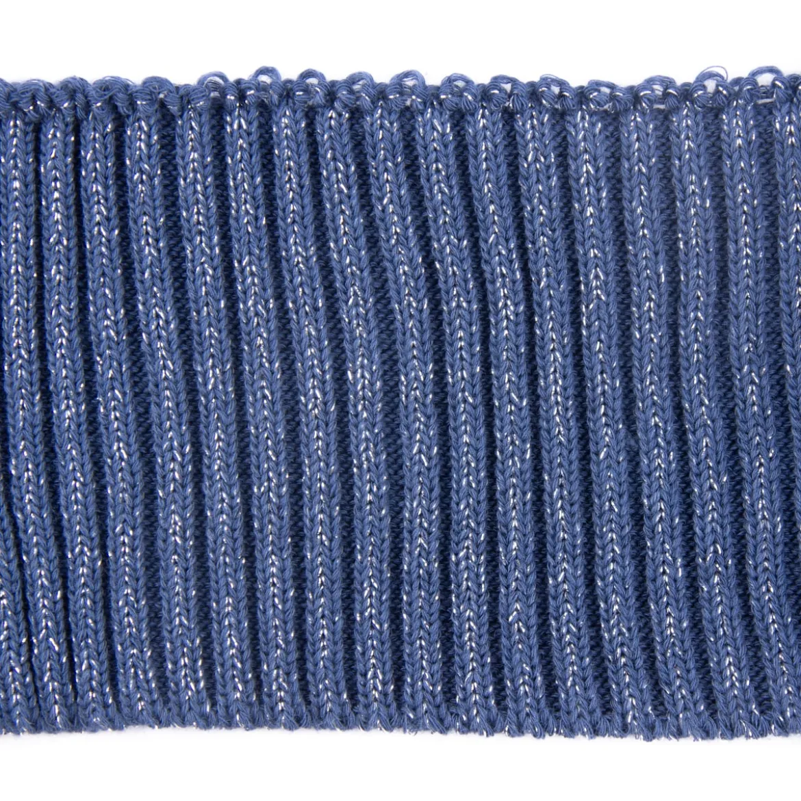 Cuff Bündchen Fertigbündchen Grobstrick Glitzer einfarbig jeansblau 7x110cm
