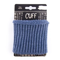 Cuff Bündchen Fertigbündchen Grobstrick Glitzer einfarbig jeansblau 7x110cm