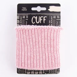 Cuff Bündchen Fertigbündchen Grobstrick Glitzer einfarbig rosa pink 7x110cm