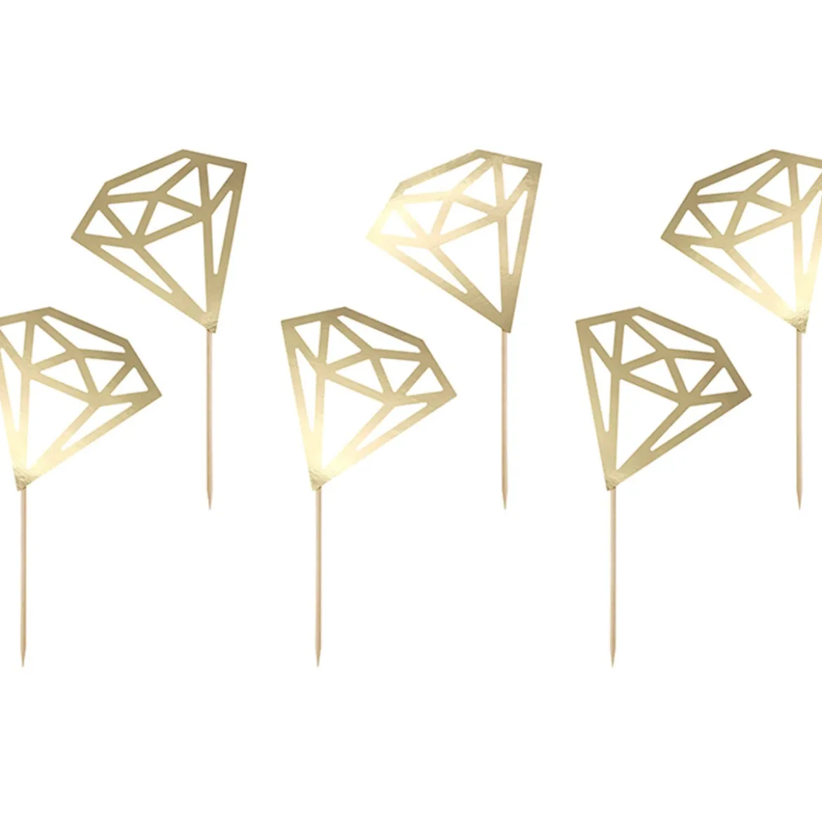Cupcake Stecker Diamantenform 6 Stück goldfarbig 9,5cm