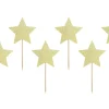Cupcake Stecker Holzpicker Sterne 6 Stück goldfarbig