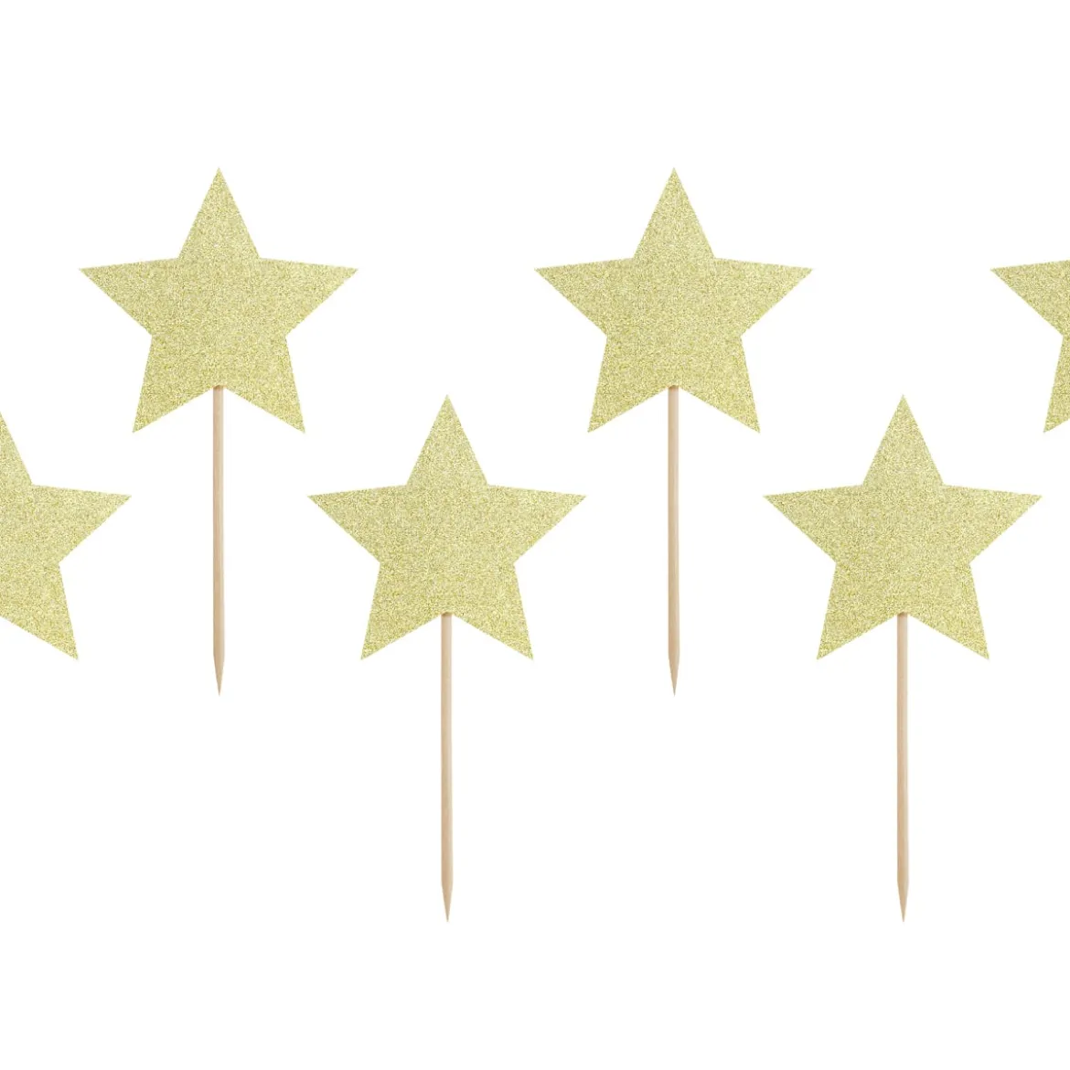 Cupcake Stecker Holzpicker Sterne 6 Stück goldfarbig