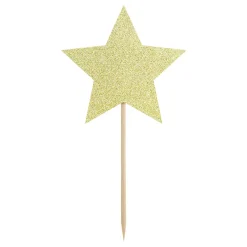 Cupcake Stecker Holzpicker Sterne 6 Stück goldfarbig