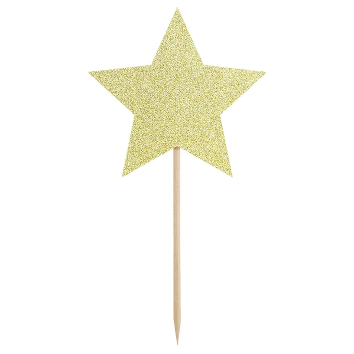 Cupcake Stecker Holzpicker Sterne 6 Stück goldfarbig