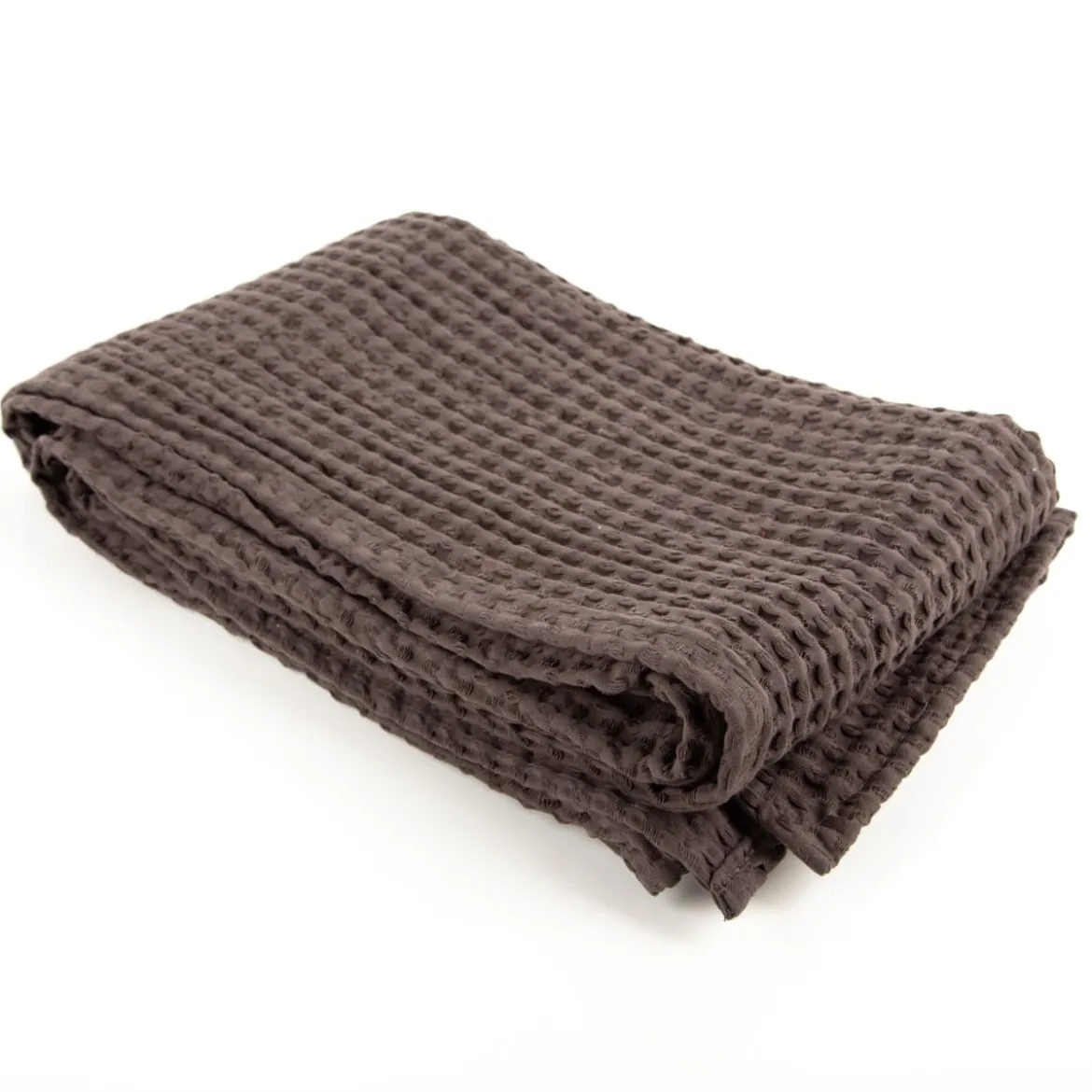 Decke Plaid mit Waffelstruktur aus Baumwolle anthrazit 160x130cm