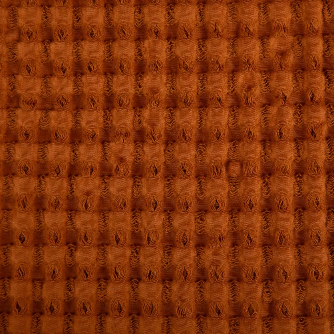 Decke Plaid mit Waffelstruktur aus Baumwolle terracotta-braun 160x130cm
