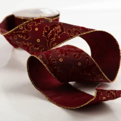 Dekoband Arabesque mit Velour und Metalldraht lila gold 6,4cm Breite