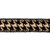 Dekoband Kunstleder Hahnentritt beflockt schwarz gold Breite: 3,5cm