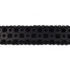 Dekoband Kunstleder Punkte beflockt schwarz Breite: 3,5cm