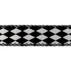 Dekoband Kunstleder Raute beflockt schwarz silber Breite: 3,5cm