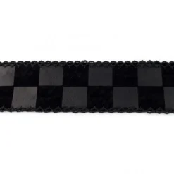 Dekoband Kunstleder Vierecke beflockt schwarz Breite: 4,5cm
