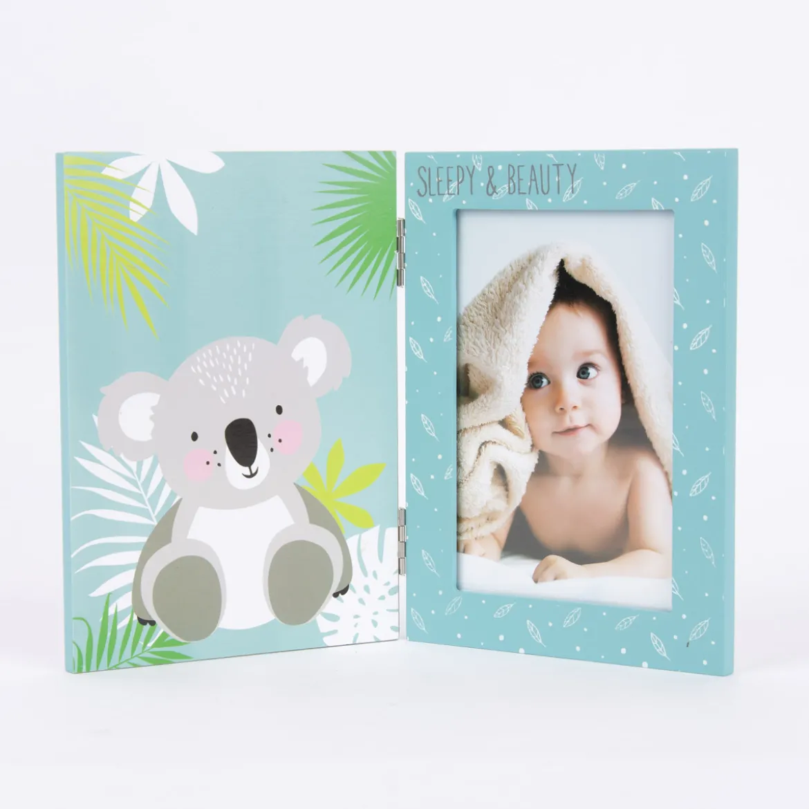Deko Bilderrahmen Koala Sleepy & Beauty MDF blau grau grün 26x18cm