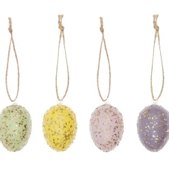 Deko Eier zum Hängen aus Kunststoff mit Glitter rosa grün lila gelb 4 Stück 3,5x5cm von Rico Design