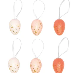 Deko Eier zum Hängen aus Polyschaum Farbmix rosa gold 6 Stück 2,7x4cm von Rico Design