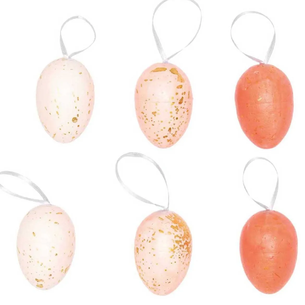 Deko Eier zum Hängen aus Polyschaum Farbmix rosa gold 6 Stück 4x6cm von Rico Design