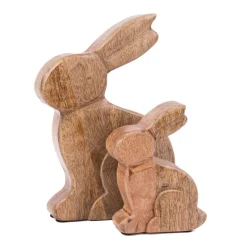 Dekofigur Hase aus Holz massiv natur 11x4x15,5cm